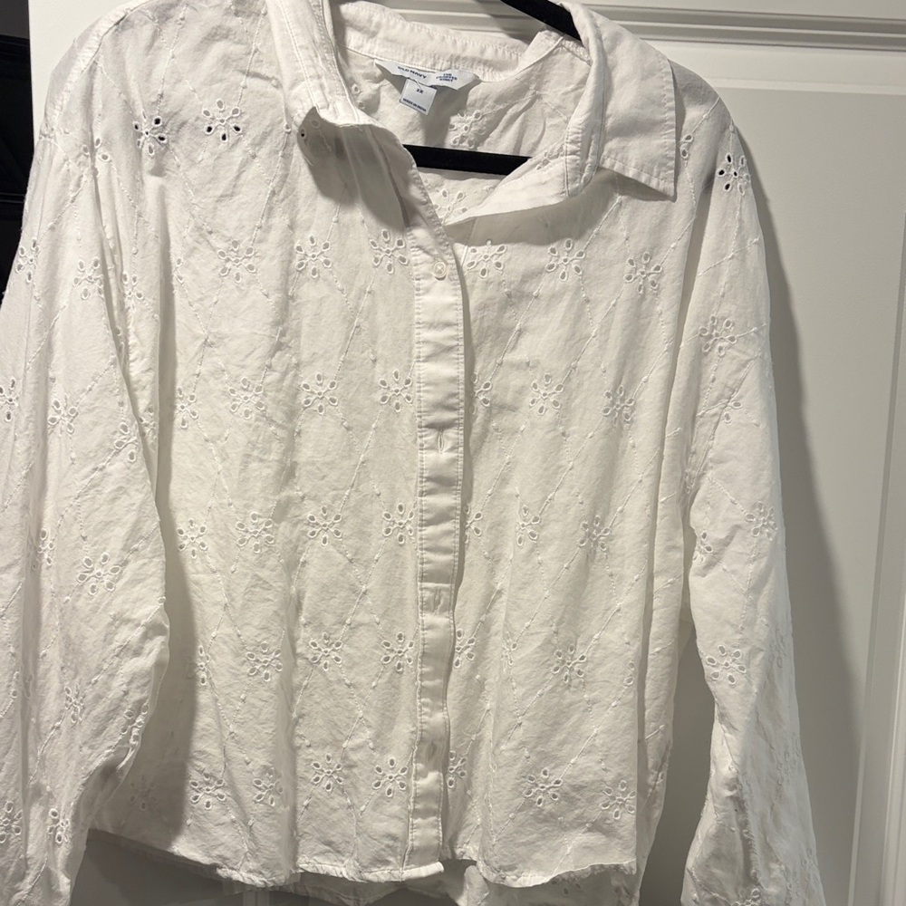Old Navy White Eyelet Detail Shirt